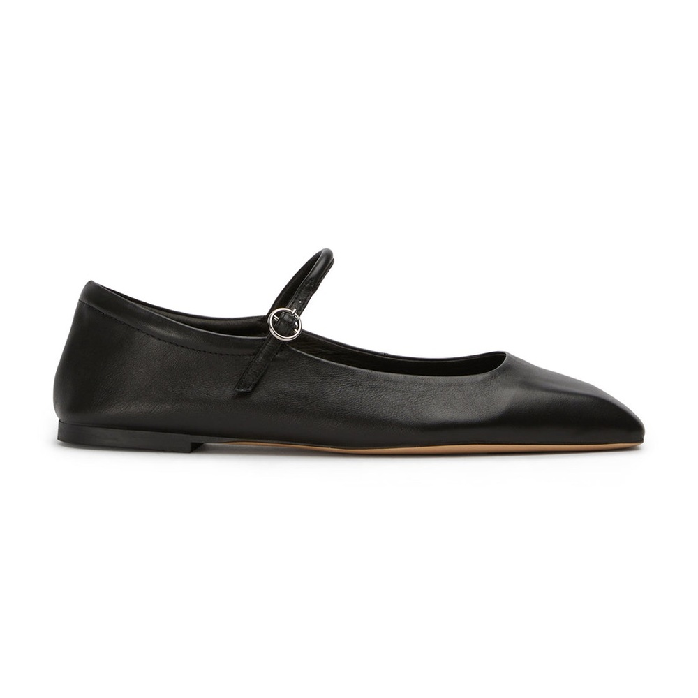 Tony Bianco Black Leather Mary Jane Flats